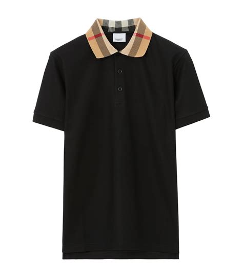 burberry talsworth polo|Check Collar Cotton Polo Shirt in Black .